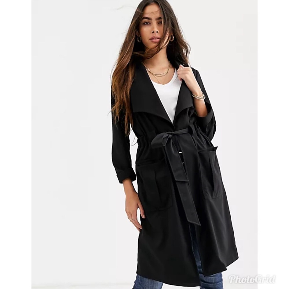 River Island utility duster coat in black size 6